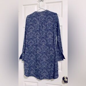 Gap Blue Paisley Sinch Waist Dress With Pockets